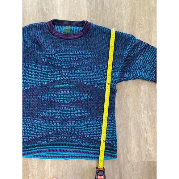 Vintage 90s Generra Knit Cotton Blend Grandpa Sweater L XL Retro Cozy Cabin Core - Picture 4 of 9